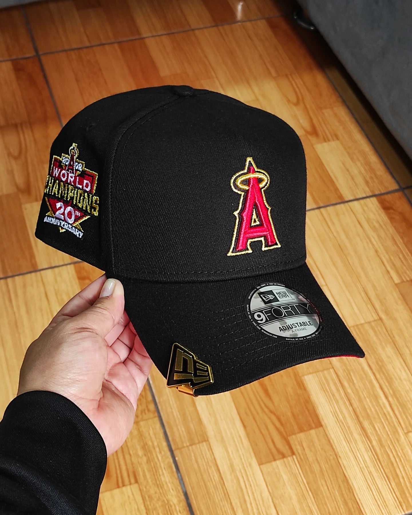 New Era Anaheim Angels world champions 20th aniversario black red  9forty a-frame snapback