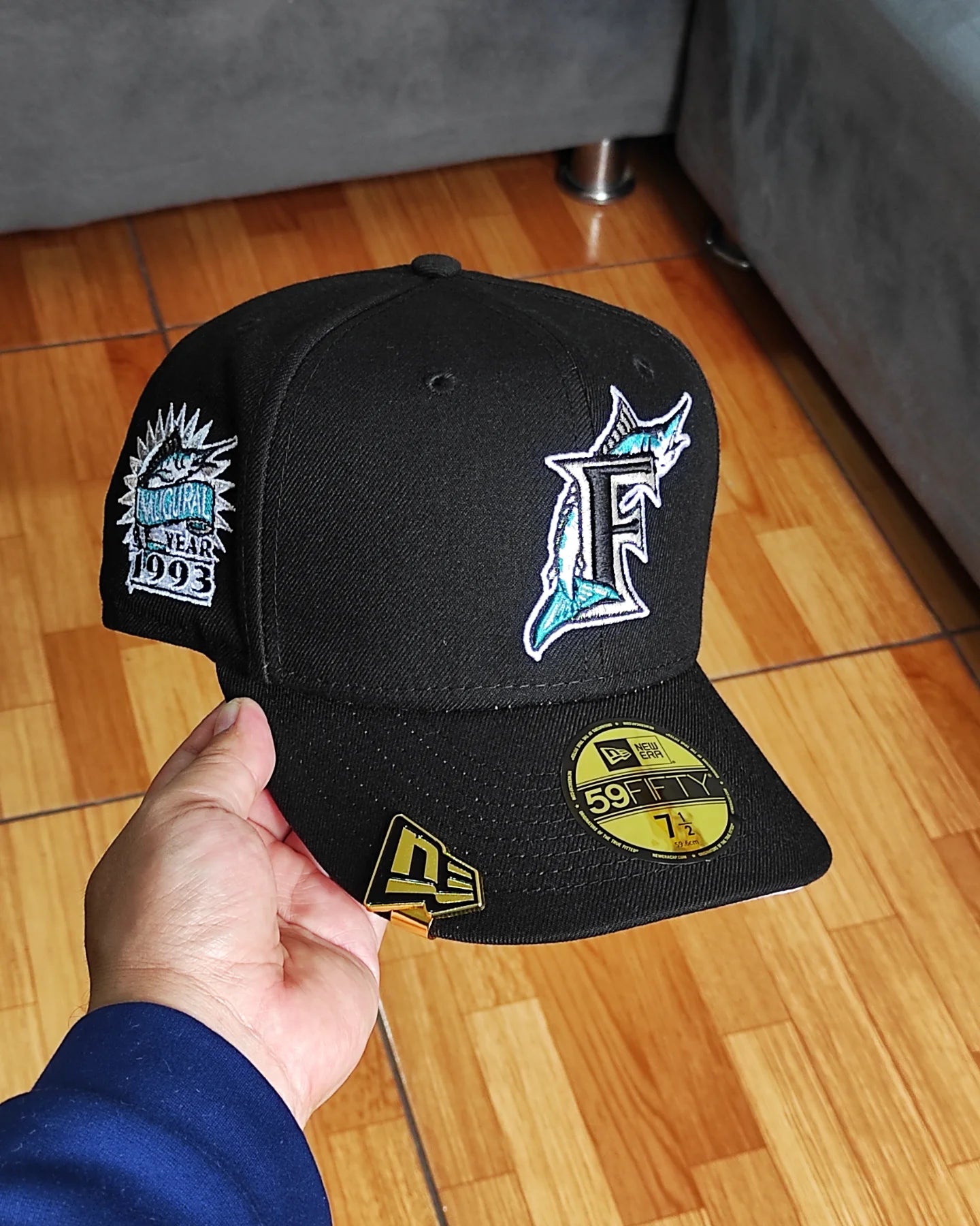 New Era Silky uv Florida Marlins inaugural season 59 Fifty black