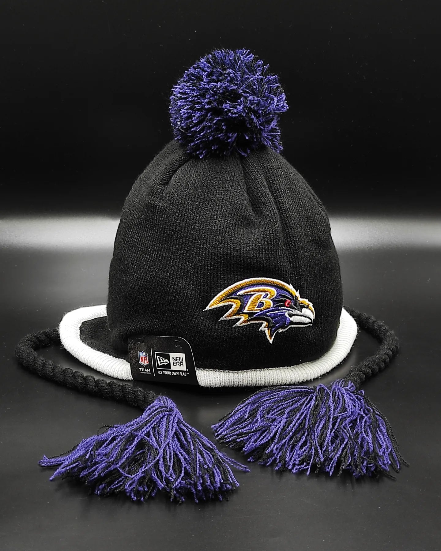 Baltimore Ravens GREY STRIPETOP Knit Beanie Hat by New Era