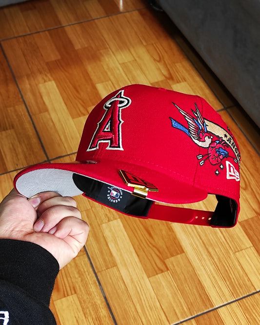 Los Angeles Angels Gray Bottom City Art Side Patch New Era 9Fifty Snapback - Red