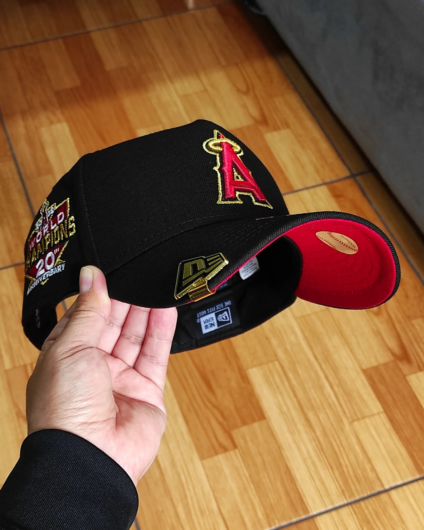 New Era Anaheim Angels world champions 20th aniversario black red  9forty a-frame snapback