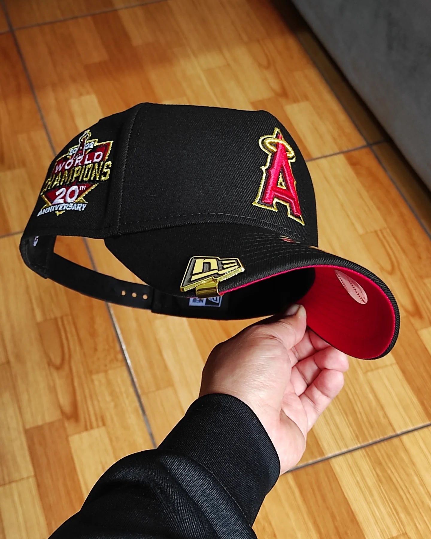 New Era Anaheim Angels world champions 20th aniversario black red  9forty a-frame snapback