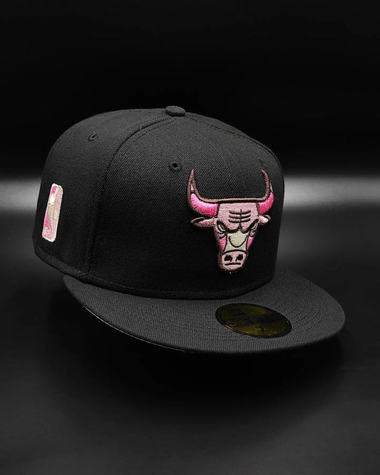 New Era 59fifty cookies and cream Chicago bulls nba patch hat - black/pink